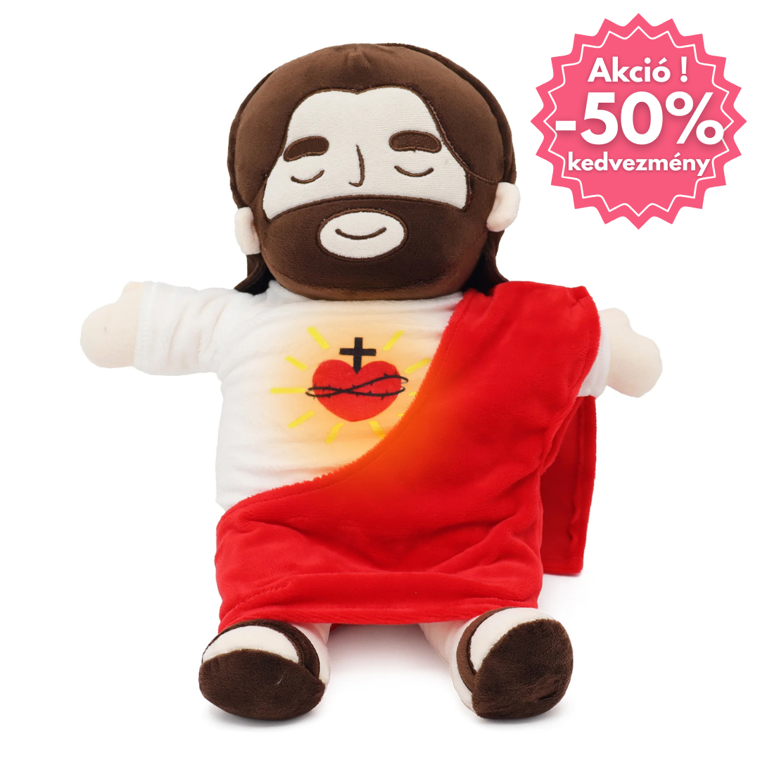 Lélegző Jézus plüss, nyugtató altatódallal