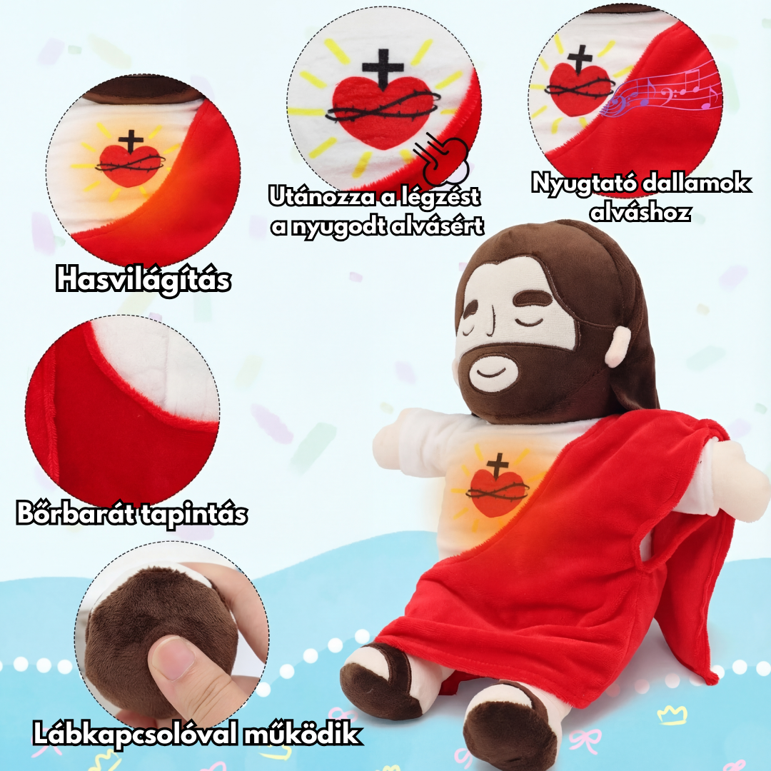 Lélegző Jézus plüss, nyugtató altatódallal