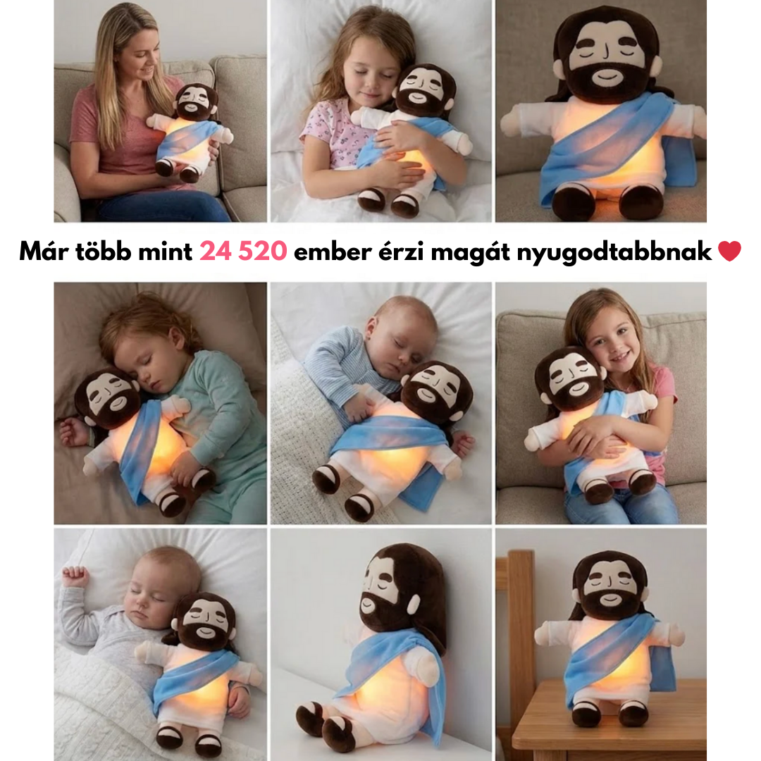 Lélegző Jézus plüss, nyugtató altatódallal